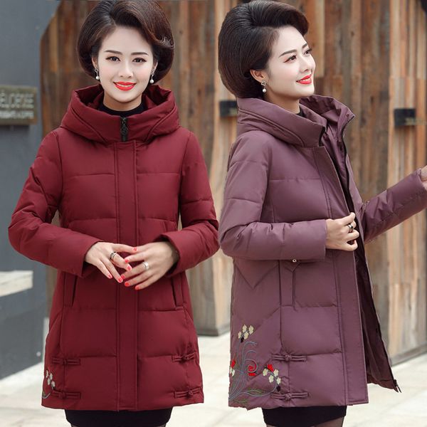 

Female Fashion Autumn and Winter Jacket New Middle-aged Ladies'middle-aged Clothing Cotton Q7n0, Black
