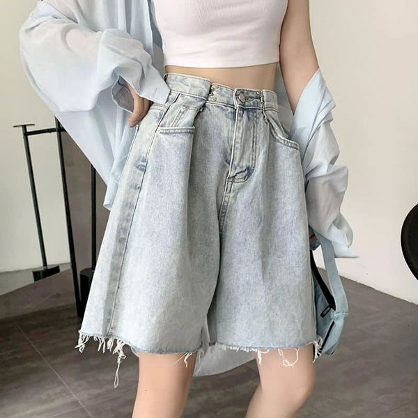 

hong kong-style bf wind denim women's shorts summer loosely released korean students in a straight line of high waist dropshipping trvg, White;black