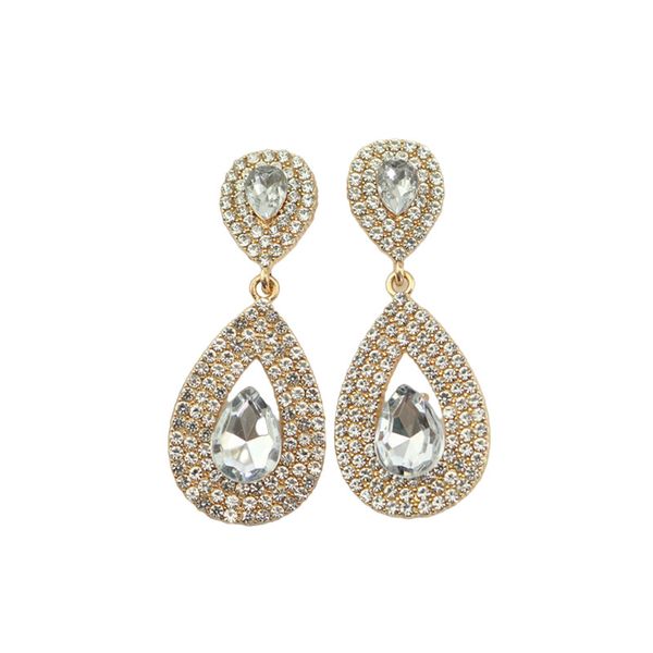 

new fashion bridal wedding earrings vintage silver gold full cz zircon crystal dangle drop earring for women sd