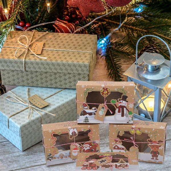 

gift wrap 4pcs christmas kraft paper material packaging boxes for cookies biscuits