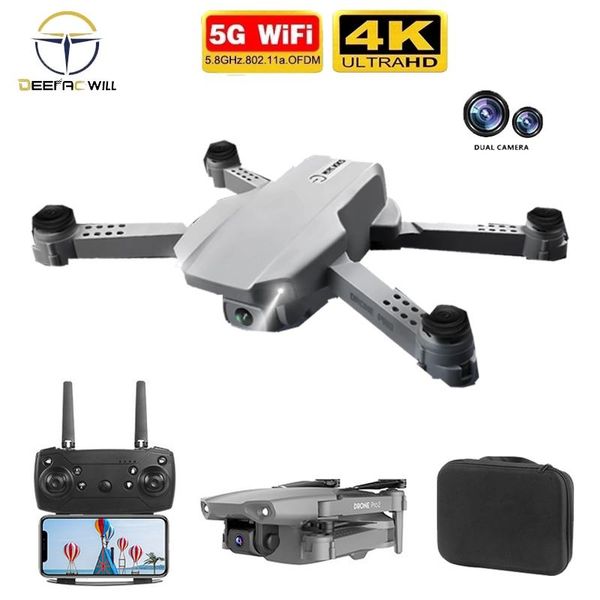 

drones 2021 kk5 rc mini drone 4k hd dual camera wififpv aerial pography helicopter foldable four-axis toy
