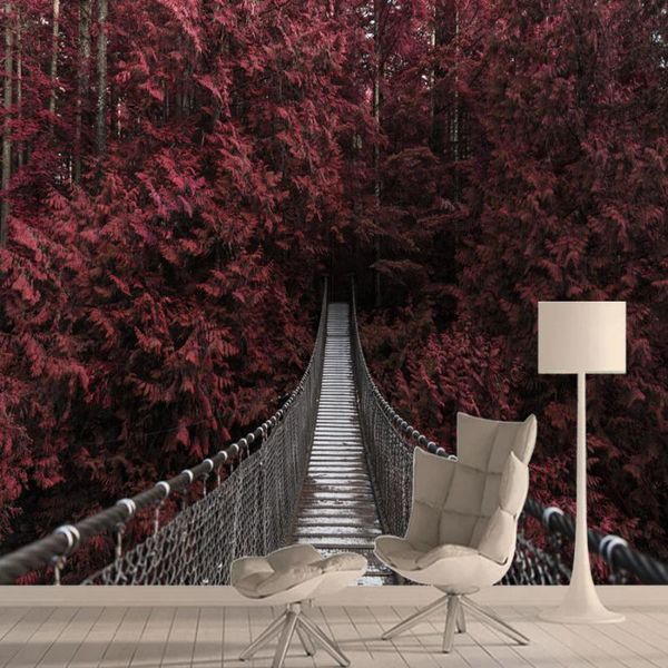 

wallpapers custom walls papers home decor forest bridge nature for living room murals in rolls removable peel and stick sticker