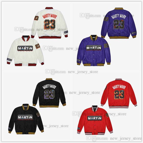 

winter hoodies jackets. martin black red white #23 marty marr satin jacket