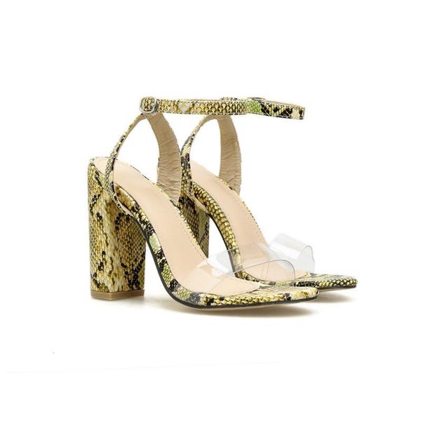 

sandals buckle with toe thick heel high-heeled women's 2021 leopard print, Black