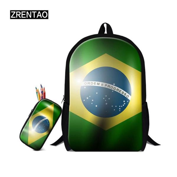 

backpack 2021 2pcs brazilsoccer school sets shoulder bookbag satchel primary/high/middle children boys lady mochilas