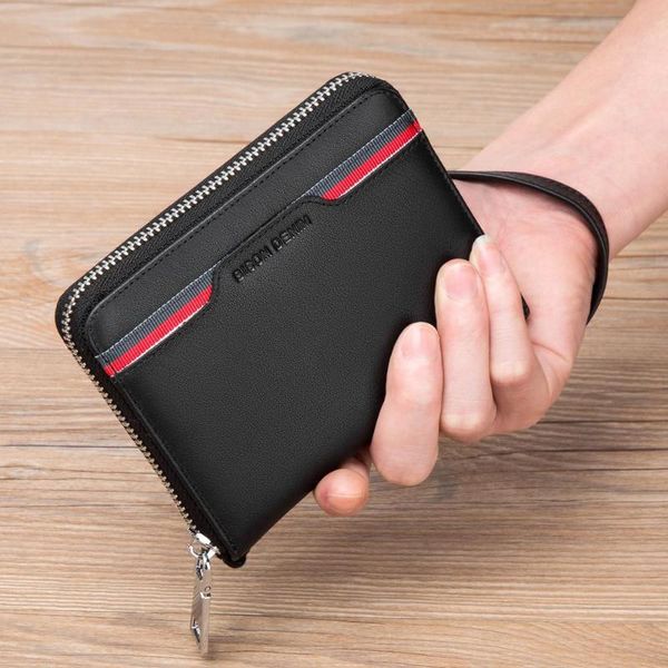 

wallets 2021 men wallet genuine leather male business holder multi-functional coin purse small, Red;black