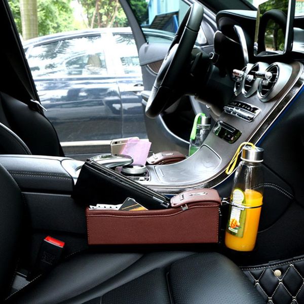 

car organizer console seat side pu leather storage box filler sub sale