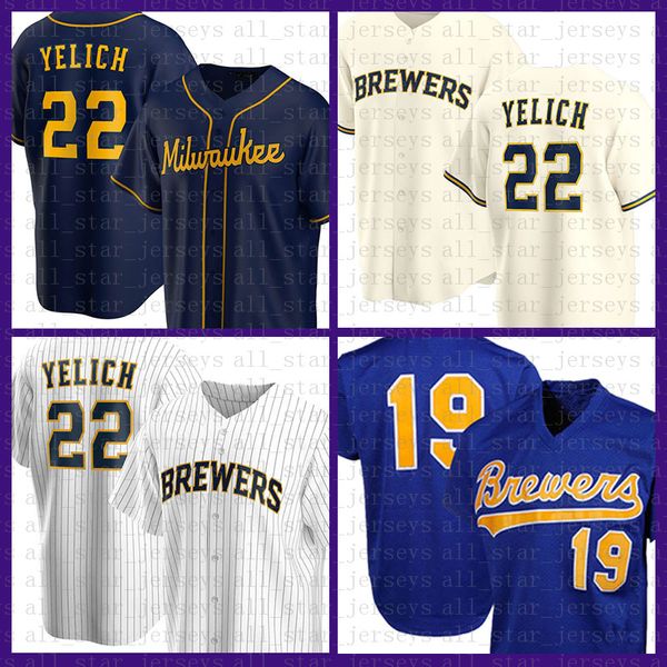 Maglia da baseball Milwaukee Brewers Custom 22 Christian Yelich 19 Robin Yount 6 Lorenzo Cain 8 Ryan Braun 21 Travis Shaw 12 Aaron Rodgers