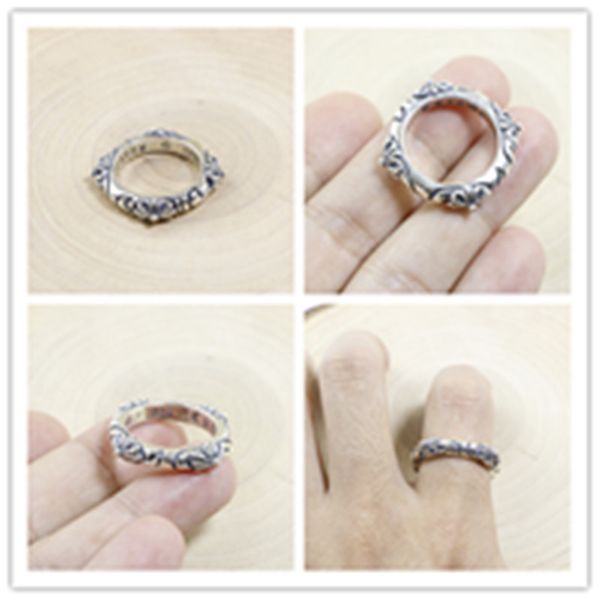 

925 sterling silver four crosses band rings american european punk gothic antique vintage designer luxury jewelry accessories gifts