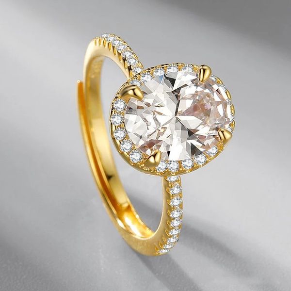 European e americano S925 Silver Gold-banhado a ouro de diamante anel de casamento Royal retro abertura ajustável jóias femininas para presente