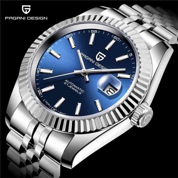 

pagani design men mechanical watch brand luxury automatic watch sport stainless steel waterproof watch men relogio masculino 210804, Slivery;brown