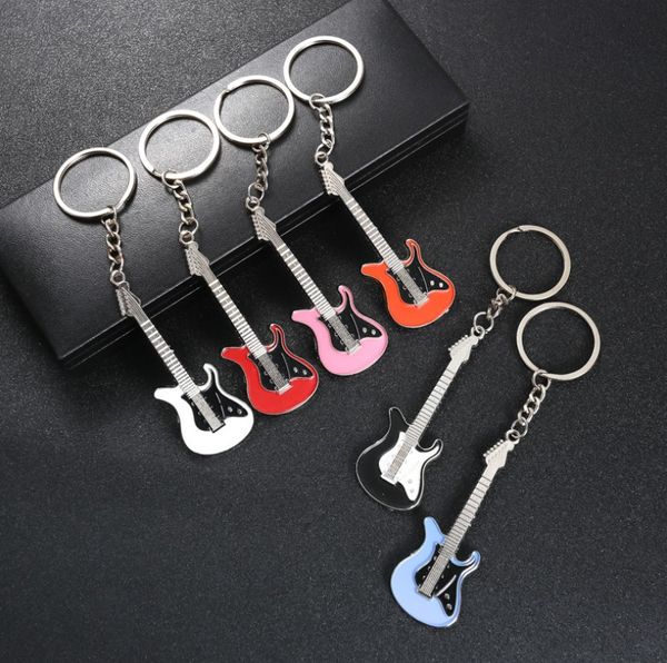 6 Cores Mini Guitarra Clássica Chaveiro Chaveiro Anel Instrumentos Musicais Saco das Mulheres Charme Presente