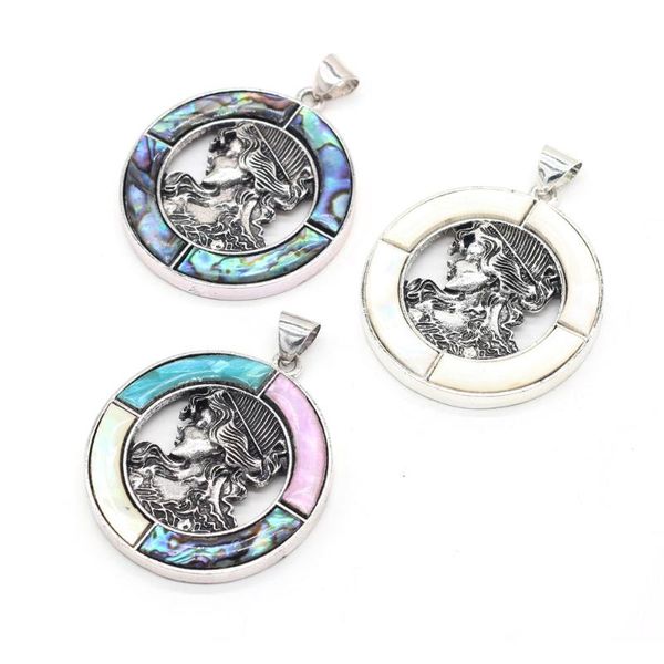 

charms selling natural shell pendant round beautiful exquisite jewelry for making diy necklace accessories, Bronze;silver