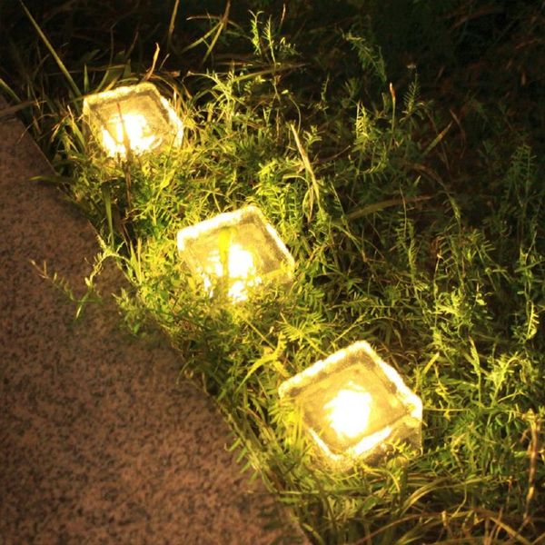 

lawn lamps solar led glass brick light outdoor garden ice cube landscape pathway paver step for backyard