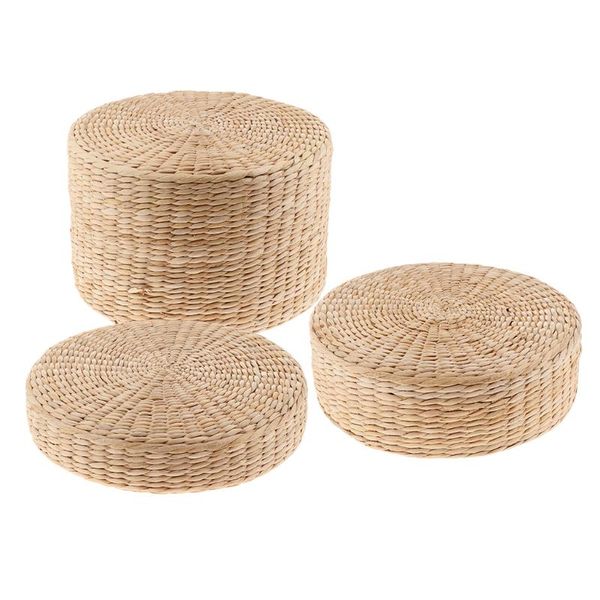 

12 inch rustic floor cushion straw pouf seat meditation ottoman home decor meditation cushion buckwheat