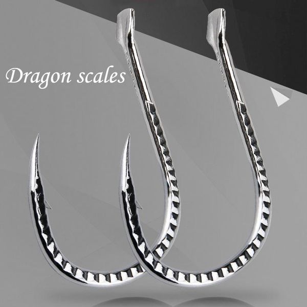 

20pcs silver color strong dragonscale carp herring bighead hook fishing hook barbed freshwater fish hooks size #1~#13