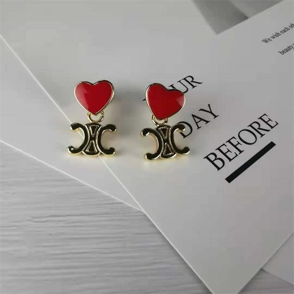 

75%off outlet new red heart-shaped love arc de earrings are versatile, age reducing and fashionable refined, Silver