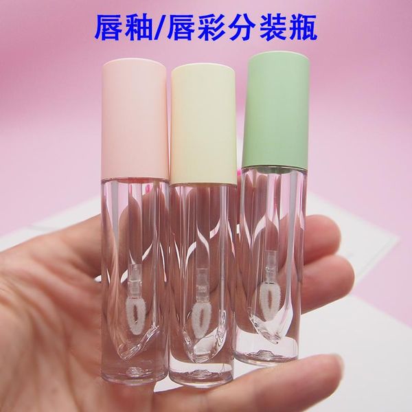 

storage bottles & jars 3.5ml empty clear lip gloss tube pink,yellow,green lids packing containers glaze bottle eyelash cream tubeseyeshadow