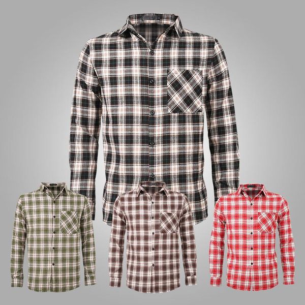 

men's casual shirts 2022 long-sleeved shirt fashion trend plaid loose, White;black
