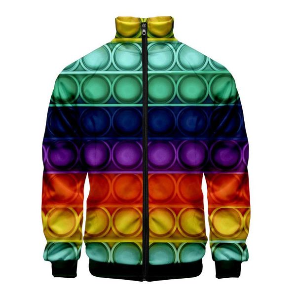 

men's hoodies & sweatshirts 2021 3d printed rainbow colorful men zipper jacket male stand collar casual jackets women sportswear hip ho, Black