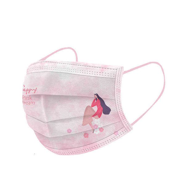

2022 spring girl cartoon printed mask ins wind net red child disposable