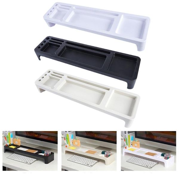 

hooks & rails plastic desk organizer table stationery holder keyboard rack multifunctional home office desksmall objects storage shelf