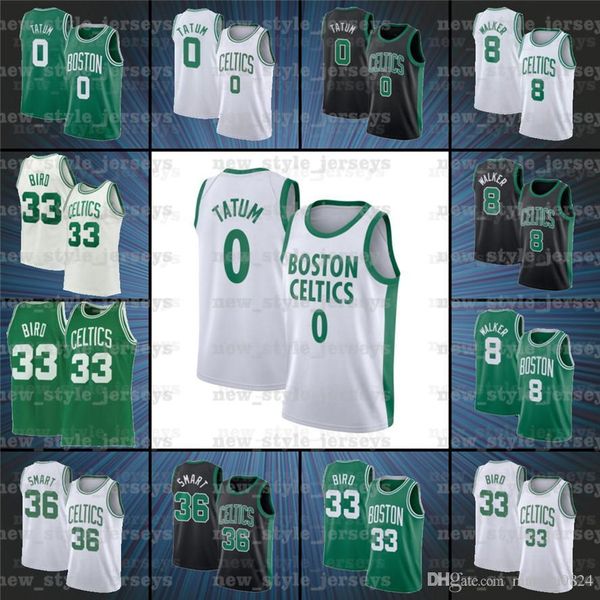 

0 jayson 8 kemba tatum 7 jaylen walker smart brown 33 larry 36 marcus bird boston celtics men basketball jerseys a1, Black;red