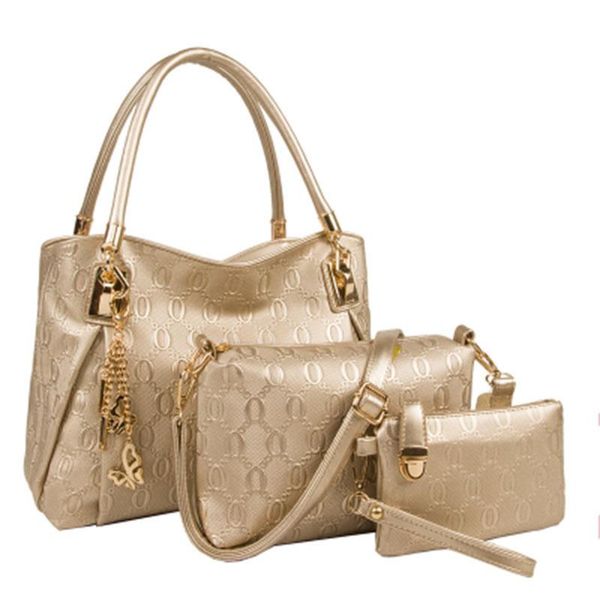 

evening bags style women's handbag retro set bag shoulder pu diagonal embossed portable 3pcs/set crossbody tote