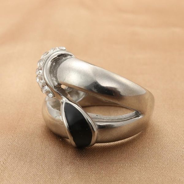 

wedding rings fashion jewelry stainless steel white stone ring men trendy simple punk gift 290110, Slivery;golden