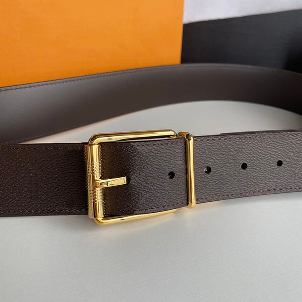 

fashion belts men waistband pure copper rotatable buckle reversible genuine leather flower and grid luxury designer belt with box women, Black;brown