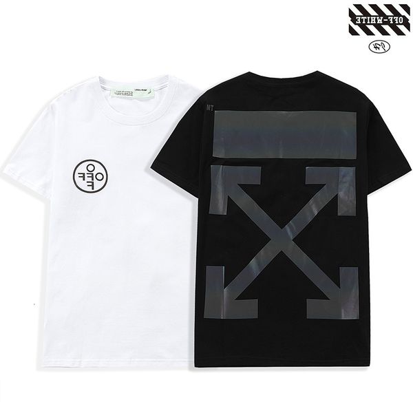 

chao brand spring and summer off colorful reflective cross arrstyle round neck pullover short sleeve, White;black