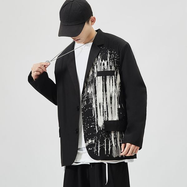 

2021 new luxury classic patchwork japan style men's blazers autumn spring fashion long suit 0dr6, White;black