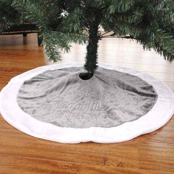 

christmas decorations 90cm large grey tree skirt plush embroidery scene xmas floor mat decor for decoration