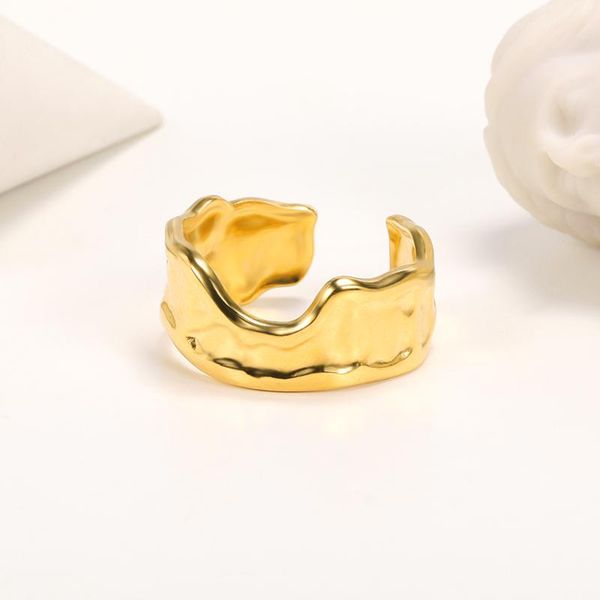 

stud minimalism irregular ring stainless steel geometry jewelry for women men party adgustable punk accessories bff, Golden;silver