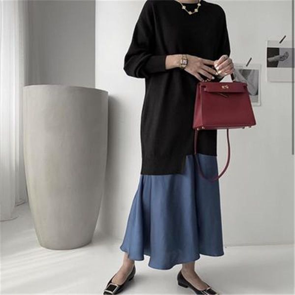 

casual dresses vintage patchwork sweatshirt dress for women o-neck hit color long-sleeved thicken vestidos largo autumn winter fashion cloth, Black;gray