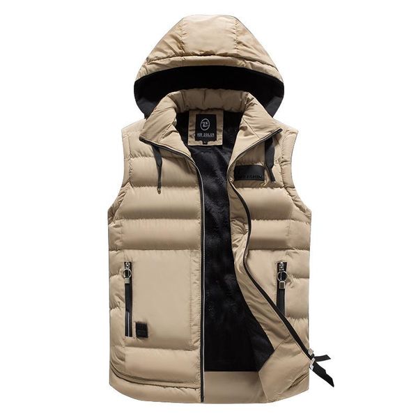 

men's vests #3629 sleeveless jacket hat detachable autumn winter warm mens casual bodywarmer slim hooded vest, Black;white