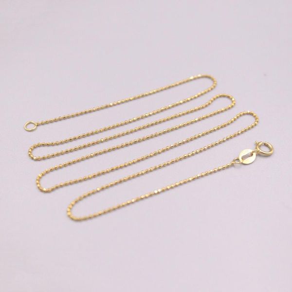 

chains fine solid 18k yellow gold chain woman luck mini beads link necklace 17.7inch 1mmw 1.8-2.1g, Silver