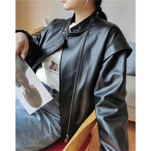 

2021 genuine sheep leather jacket real spring w1 rjoy, Black;brown