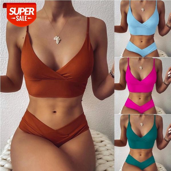 

women high cut female sports bikini set string vintage bathing suit two piece suit 2021 summer new #bv6f, White;black
