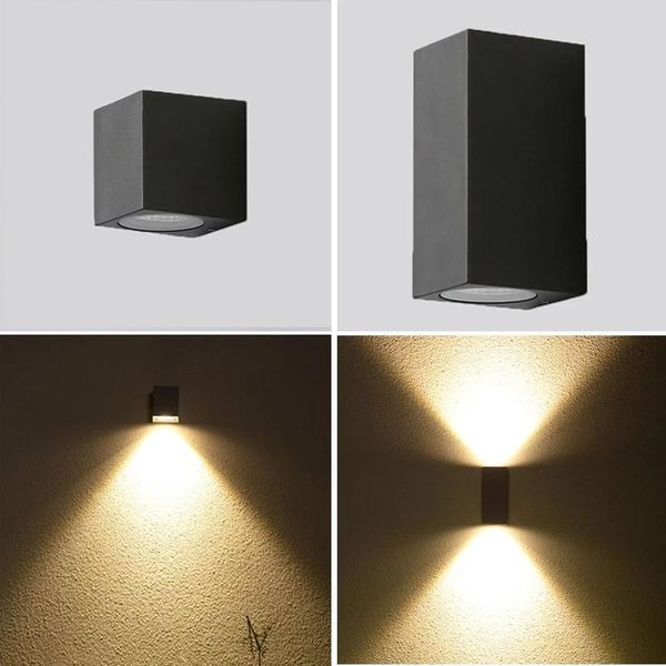

modern square 5w 10w led wall light aluminum outdoor waterproof wall lamp garden porch patio aside front door lights