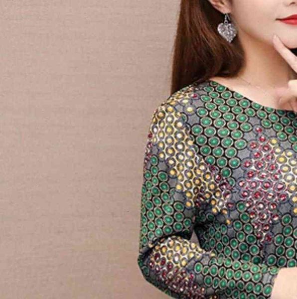 

women womens shirts floral blouse diamonds elegant casual plus size 5xl shirt loose o neck, White