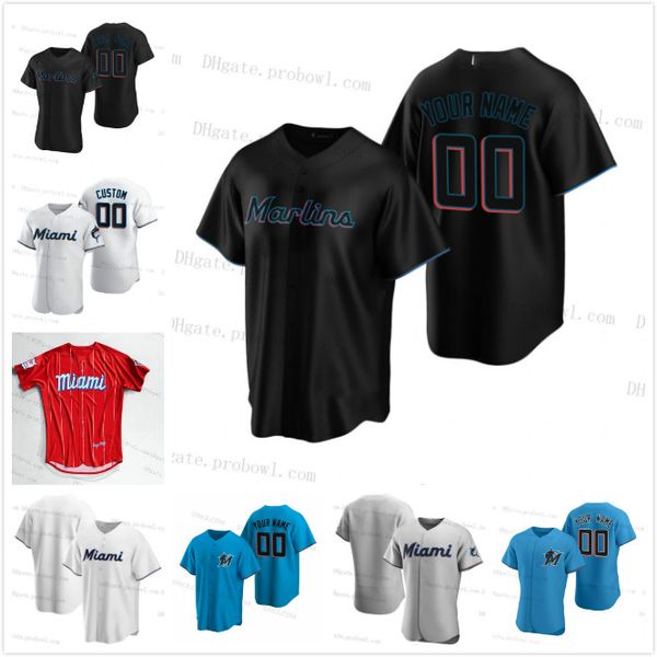 

new marlins miguel rojas miami jersey sandy alcantara chisholm jr. brian anderson adam duvall floro sanchez curtiss custom men women kid tod, Blue;black