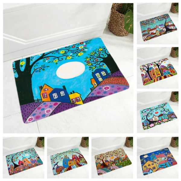 

carpets soft flannel floor mat for children room fantasy colorful city carpet bedroom beautiful night non-slip decor doormat 40x60cm