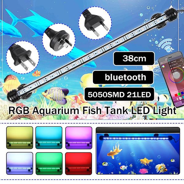 

aquariums lighting 38cm multicolor bluetooth app led aquarium fish tank light rgb color changing underwater submersible crystal glass lights
