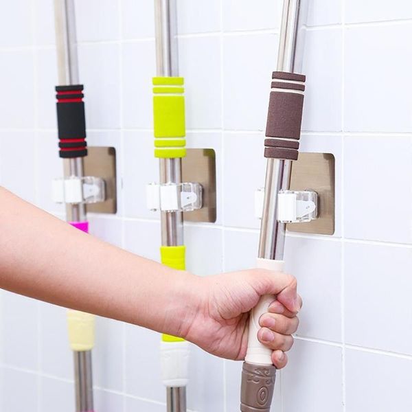 

hooks & rails practical storage holders broom holder mop hanging wall mounted stand strong self adhesive bathroom tool