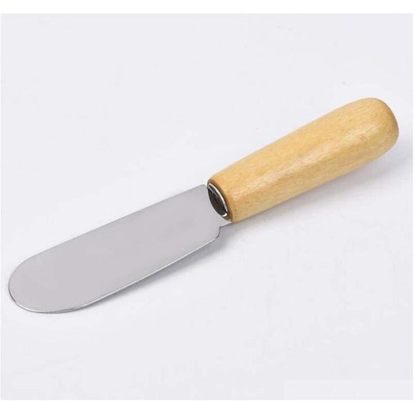 

100pcs butter scraper toast scraper kitchen tool stainless steel wooden handle butter knife cheese dessert jam sprea jllryc warmslove