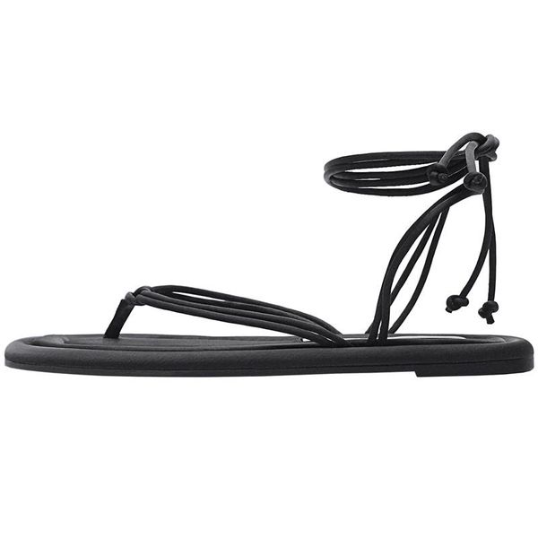 Sandali Appartamenti Donne Flip-flip-flip-flops esterna usura morbida pelle spiaggia Gladiatore sandalias femininas scarpe nere donna
