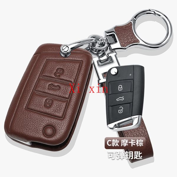 

for volkswagen new lavida plus tayron teramont x tiguan l bora t-roc all-inclusive special key cover leather car keychain shell