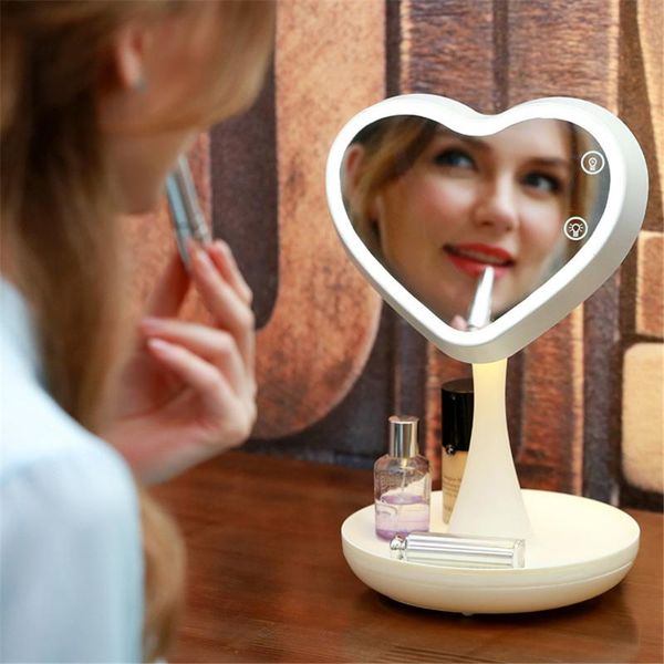 

heart-shaped led cosmetic mirror light unibrother seven colors transforming mirror lamps rechargeable makeup desk lamps