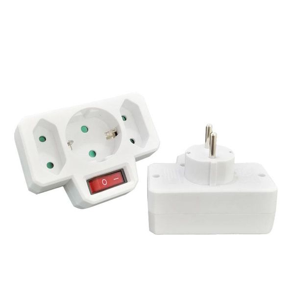 

smart power plugs european universal socket conversion plug male to 3 female 4.0mm/4.8mm wall charger adapter